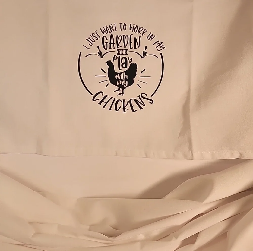 Chicken Farm Graphic Flour Sack Towels -3- White with Black Vinyl